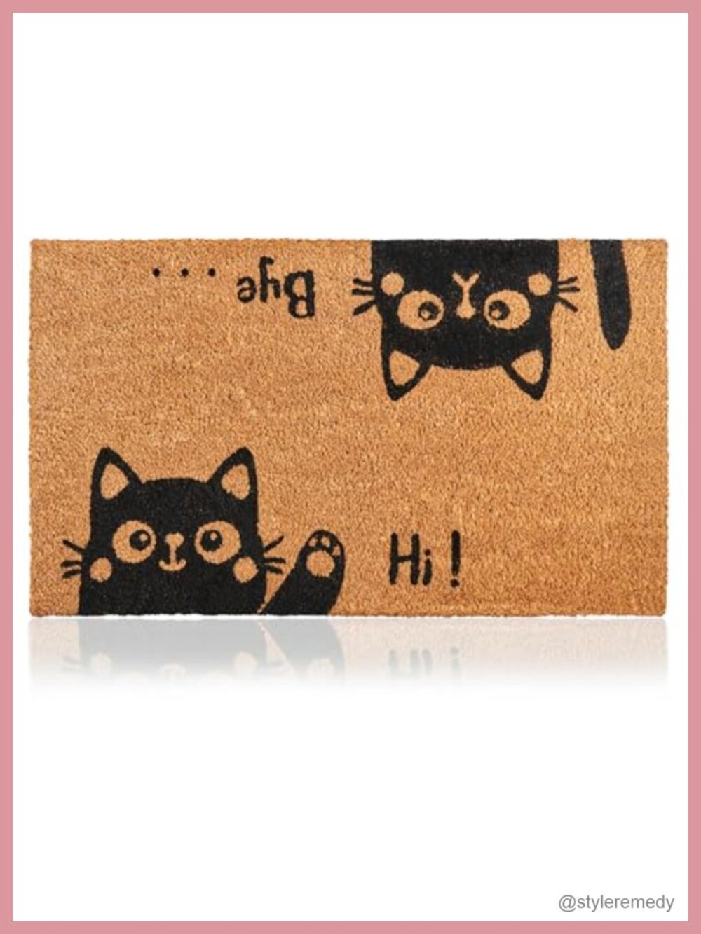 Coir Welcome Mat Non-Slip Hi-Bye Cat 17x29 Inch Outdoor Doormat